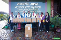 मानवसेवा आश्रम मुख्य कार्यालय हेटौंडालाई १० लाख बराबरको मल्टी भिटामिन योगदान