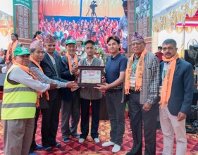 पाेखरामा जारी महायज्ञमा  अकलादेवी मन्दिर समितिबाट अक्षयकोष निर्माणका लागि १ लाख ११ हजार १सय ११ याेगदान